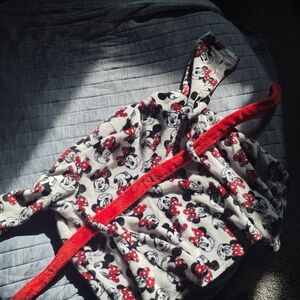 Girls Mickey Mouse Fleece Robe - Red and White